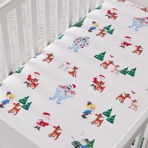 Pottery Barn Kids Rudolph Flannel Organic Crib Sheet